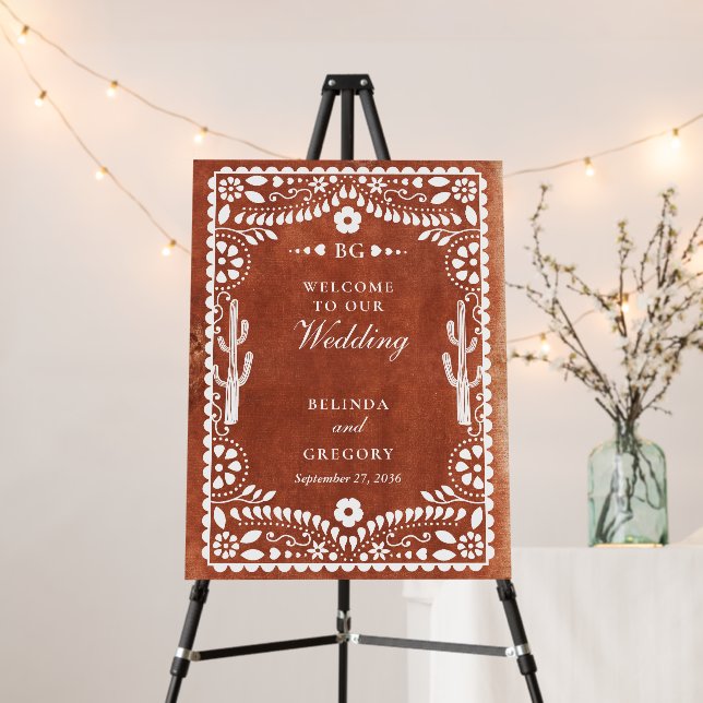 Papel Picado Boda Mexican Wedding Welcome Sign (In Situ (Stand))