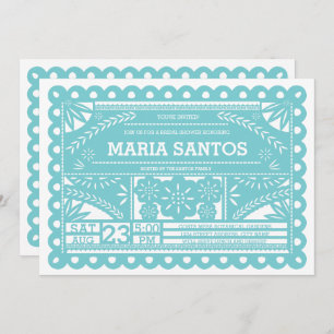 Papel Picado Bridal Shower Invite - Blue
