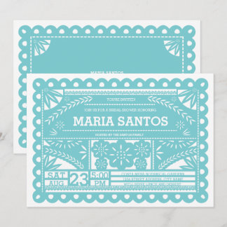 Papel Picado Bridal Shower Invite - Blue