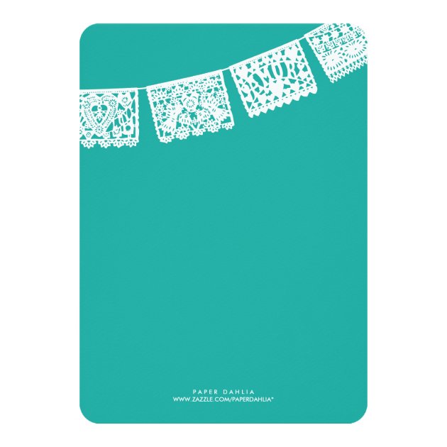 Papel Picado Bright Aqua | Wedding Save The Date Card