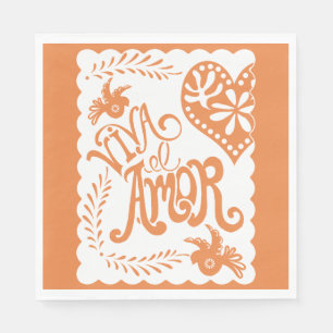 Papel Picado Citrus Orange Fiesta Wedding Banner Napkins