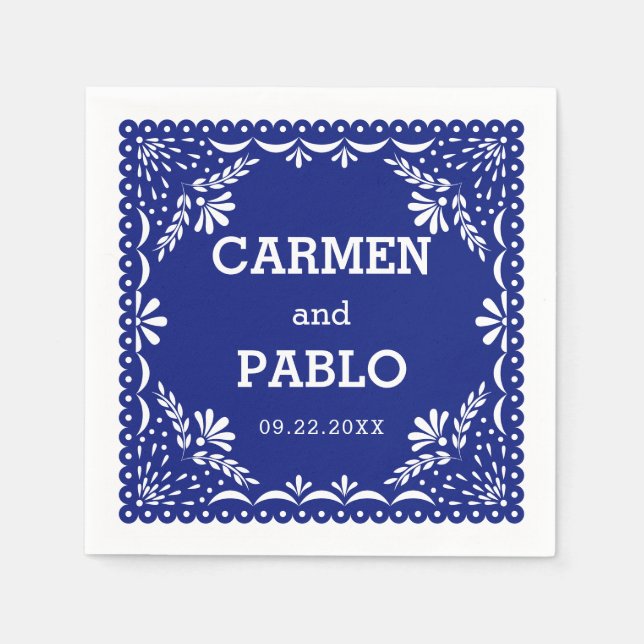 Papel Picado Colorful Mexican Wedding Paper Napkins (Front)