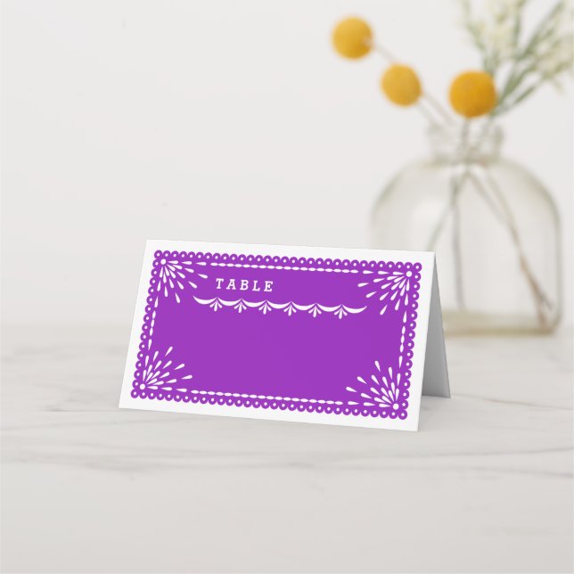 Papel Picado Colorful Mexican Wedding Place Card (Front)