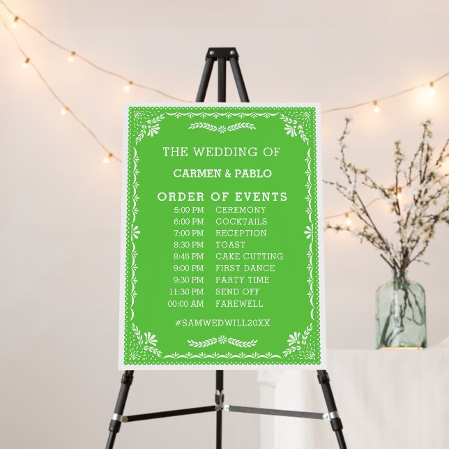 Papel Picado Colorful Mexican Wedding Timeline Foam Board (In Situ (Stand))