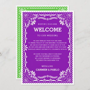 Papel Picado Colorful Mexican Wedding Welcome Note Invitation