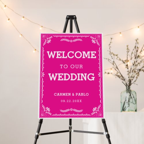 Papel Picado Colorful Mexican Wedding Welcome Sign