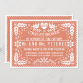 Papel picado coral wedding couples shower invitation (Front/Back)