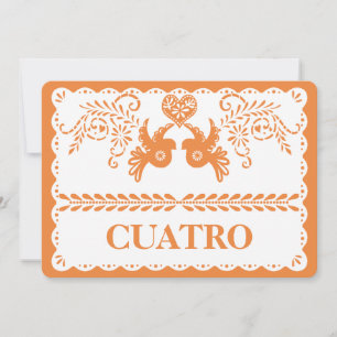 Papel Picado Cuatro Four Table Number Gold Fiesta