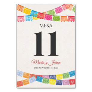 Papel Picado Elegant Colorful Boda Spanish Wedding Table Number