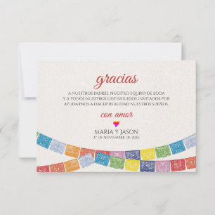 Papel Picado Elegant Colorful Boda Spanish Wedding Thank You Card