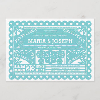 Papel Picado Engagement Party Invite - Blue