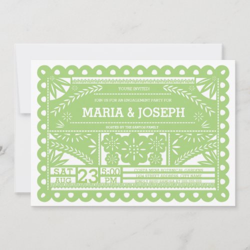 Papel Picado Engagement Party Invite - Green