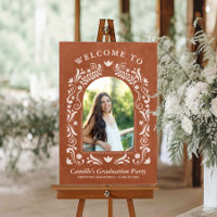 Papel Picado Fiesta Graduation Photo Welcome Sign