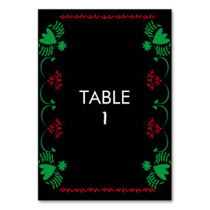 Papel Picado Floral Mexican Wedding Table Card