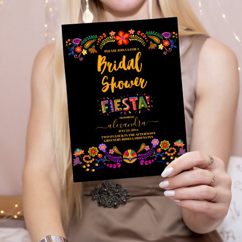 Papel Picado Flowers Mexican Style Bridal Shower  Invitation