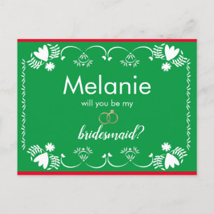 Papel Picado Green Bridesmaid Proposal Card