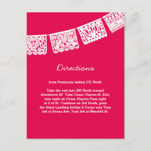 Papel Picado Hot Pink Wedding Directions Card