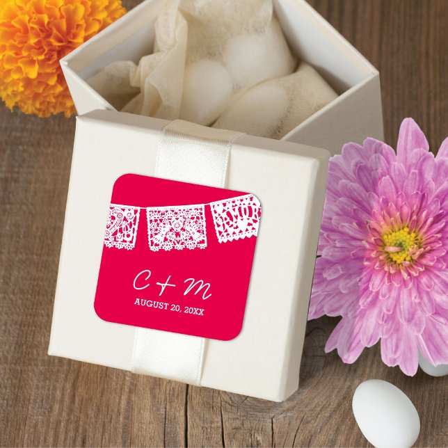 Papel Picado Hot Pink | Wedding Favor Sticker (Creator Uploaded)
