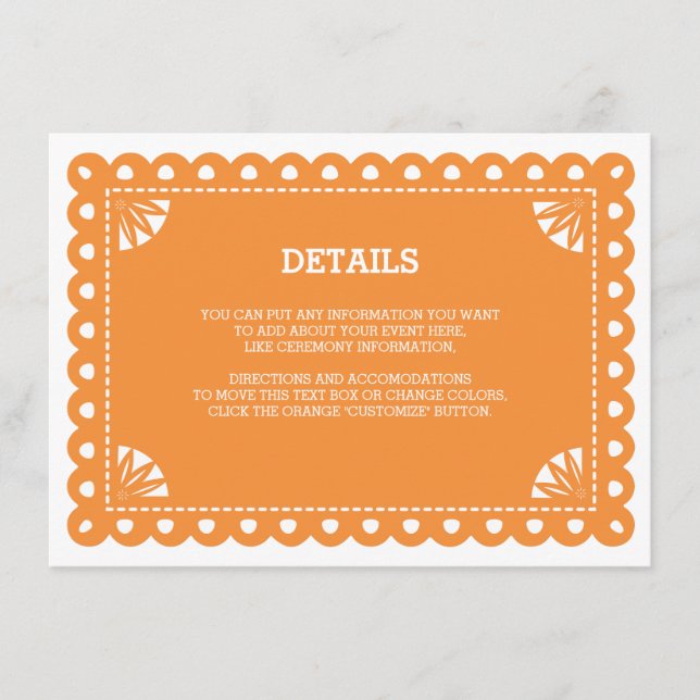 Papel Picado Insert Card - Orange (Front)
