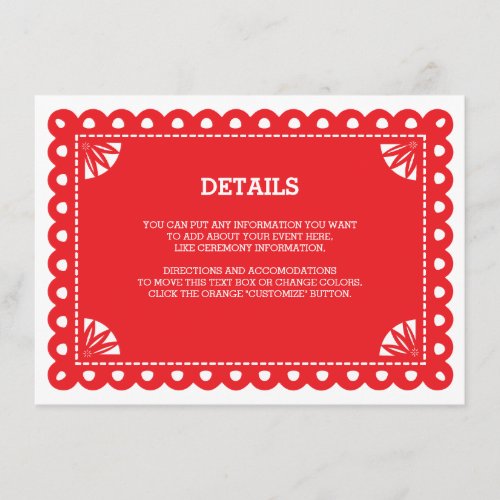 Papel Picado Insert Card - Orange
