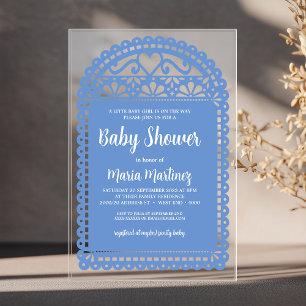 Papel Picado Inspired Pink Baby Shower Acrylic Invitations