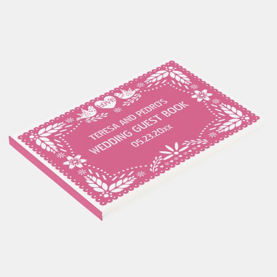 papel picado love birds pink wedding guest book zazzle com pink wedding guest books