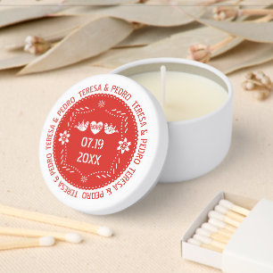 Papel picado love birds red Mexican wedding Mini Candle Favors