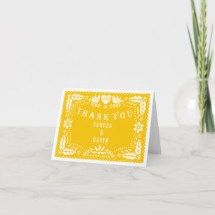 Papel picado love birds yellow wedding Thank You Card