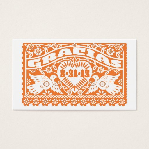 Customizable Papel Picado Lovebirds Orange Tag Business Cards