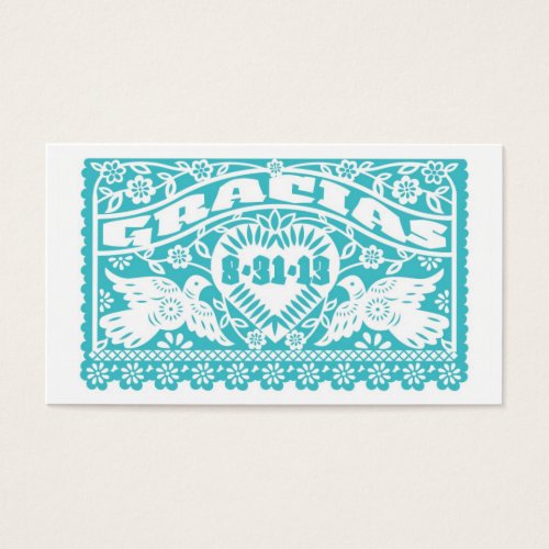 Papel Picado Lovebirds Turquoise Tag Business Card