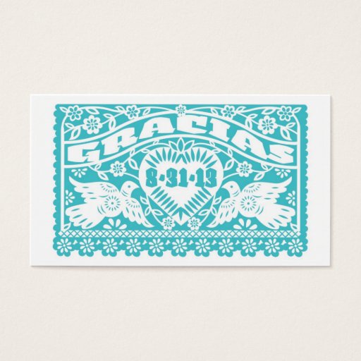 Customizable Papel Picado Lovebirds Turquoise Tag Business Card