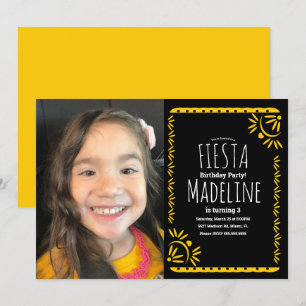 Papel Picado Mexican Birthday Fiesta Floral Photo  Invitation