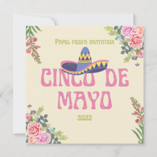 Papel Picado Mexican Botanical Florals Fiesta  Invitation