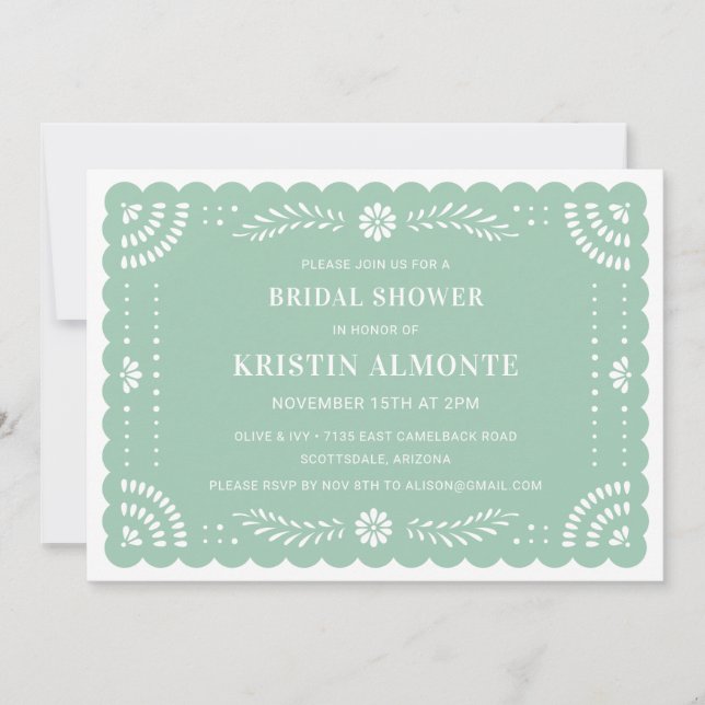 Papel Picado Mexican Bridal Shower Invitation (Front)