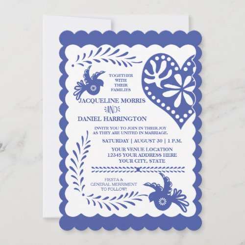 Papel Picado Mexican Fiesta Wedding Banner Theme Invitation