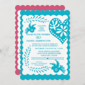 Papel Picado Mexican Fiesta Wedding Banner Theme Invitation (Front/Back)