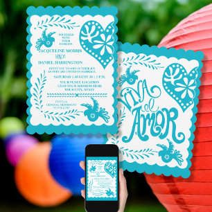 Papel Picado Mexican Fiesta Wedding Banner Theme Invitation