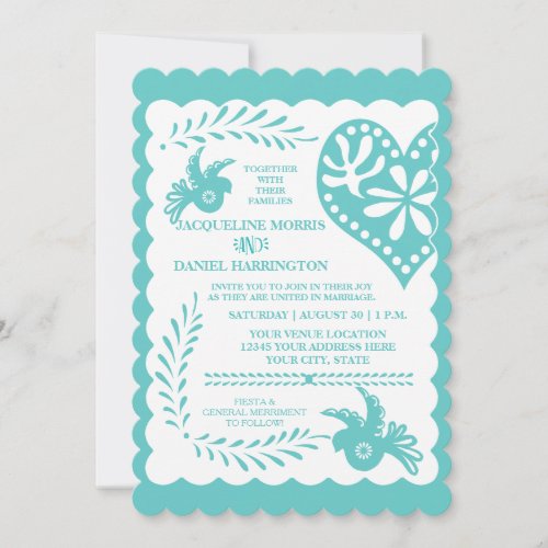 Papel Picado Mexican Fiesta Wedding Banner Theme Invitation