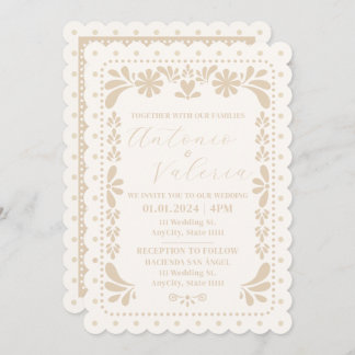 Papel Picado Mexican Neutral Wedding Invitation