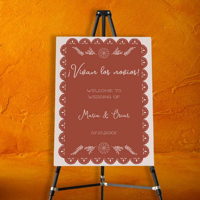 Papel Picado Mexican Talavera Wedding Welcome Foam Board (Papel Picado Mexican Talavera Wedding Welcome Foam Board)