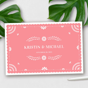 Papel Picado Mexican Wedding Guestbook, Rose Pink Guest Book