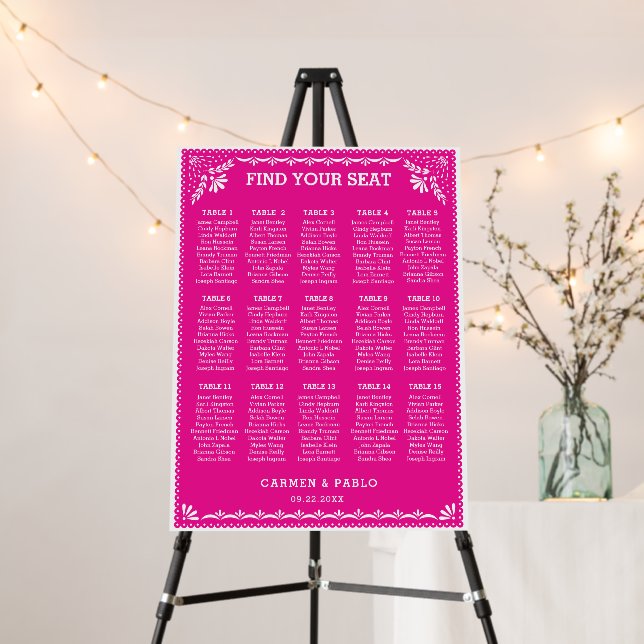 Papel Picado Mexican Wedding Seating Chart Foam Board (In Situ (Stand))