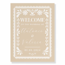 Papel Picado Mexican Wedding Welcome Foam Sign
