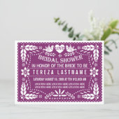 Papel picado modern purple wedding bridal shower invitation (Standing Front)