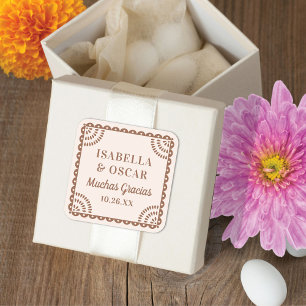 Papel Picado Neutral Colors Wedding Favor Sticker