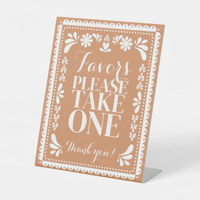 Papel Picado Party Favor Table Mexican Fiesta Sign (Front)