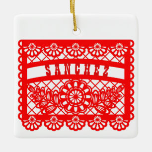 Papel Picado Personalized Ceramic Ornament