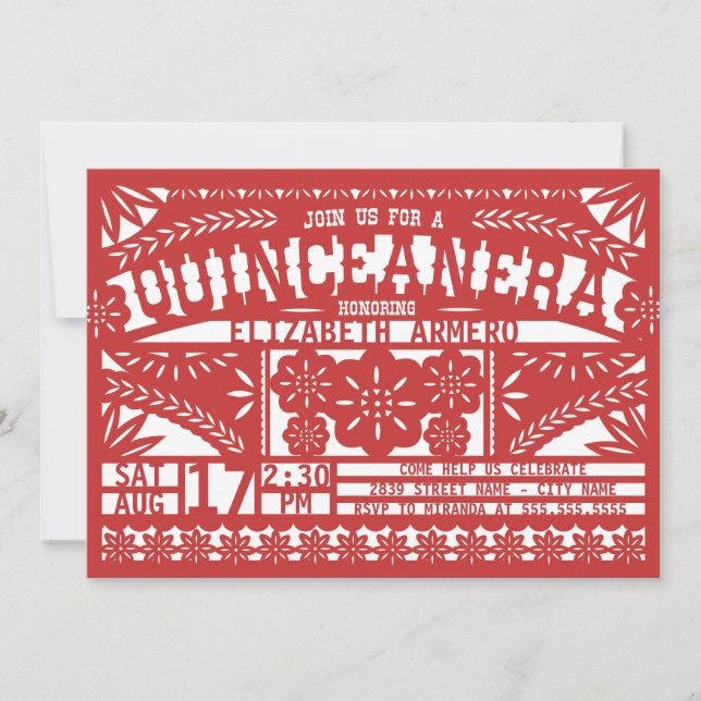 Papel Picado Quinceañera Invitation (Front)