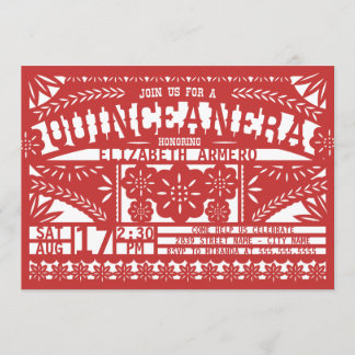 Papel Picado Quinceañera Invitation