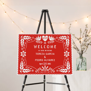 Papel Picado red fiesta wedding welcome Foam Board